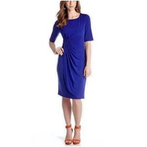 Connected Apparel Dress Navy Blue 24W Short Sleeve Stretch Washable New Career